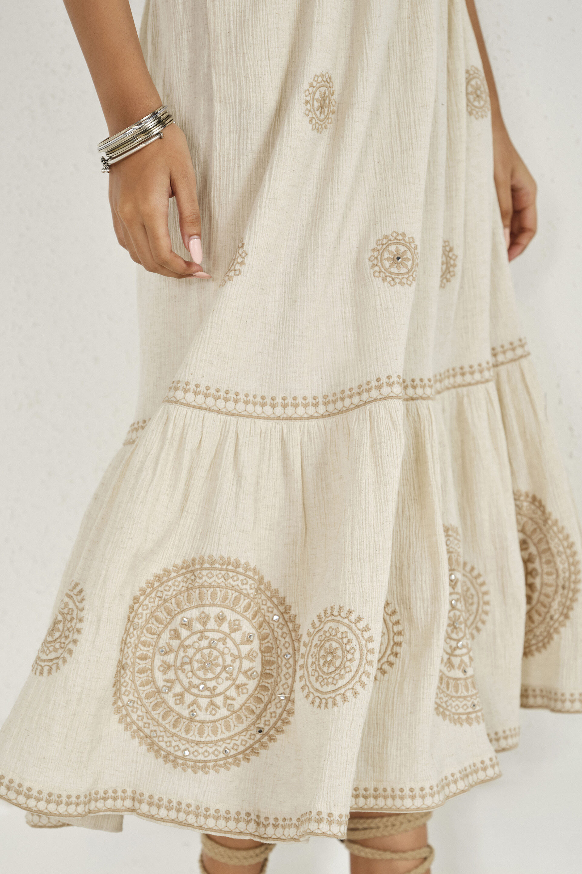 Natural Embroidered Bandeau Maxi, Natural, image 4